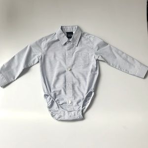 TFW 24M long sleeve button down striped baby onesie